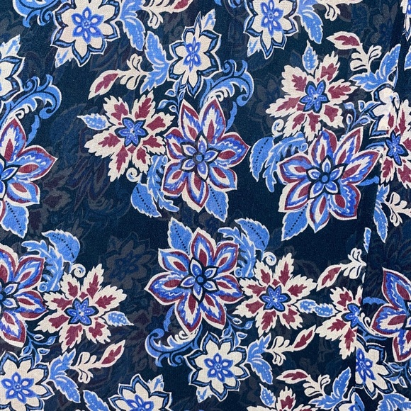 Sundance Silk Blue Velvet Floral Lace Long Sleeve Blouse - Picture 3 of 7